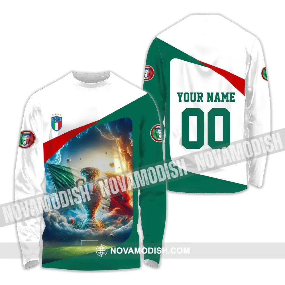 Unisex Shirt - Custom Name And Number Euro 2024 Italy Cup Shirt Long Sleeve Shirt / S T-shirt