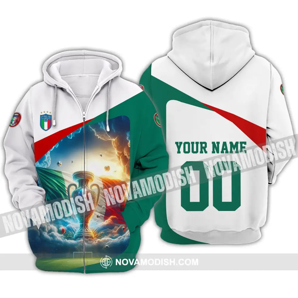 Unisex Shirt - Custom Name And Number Euro 2024 Italy Cup Shirt Zipper Hoodie / S T-shirt