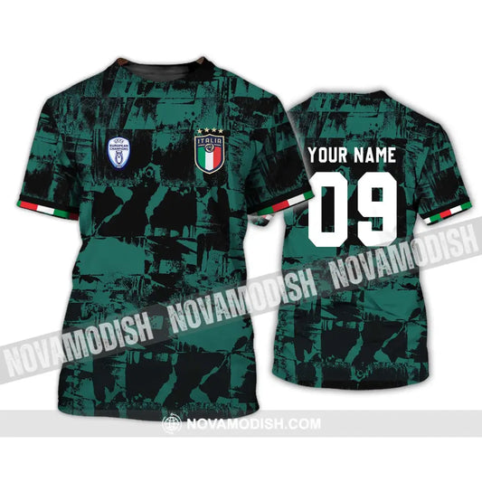 Unisex Shirt - Custom Name And Number Shirt Euro 2024 Italy National Team Black And Green T-Shirt / S T-shirt