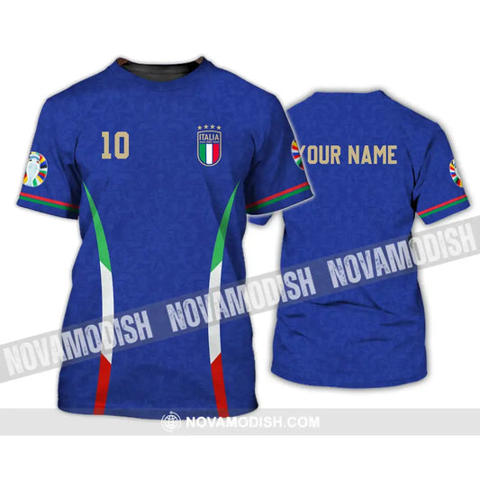Unisex Shirt - Custom Name And Number Shirt Euro 2024 Italy National Team Blue T-Shirt / S T-shirt