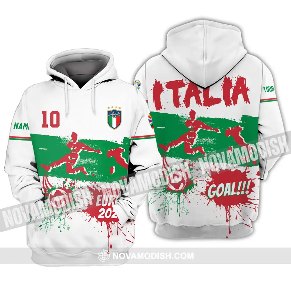 Unisex Shirt - Custom Name And Number Shirt Euro 2024 Italy National Team Goal! Hoodie / S T-shirt