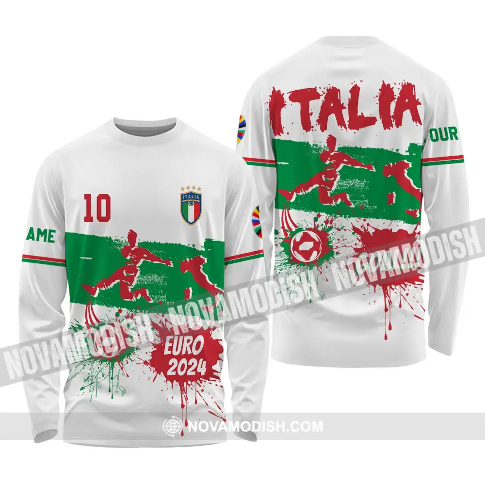 Unisex Shirt - Custom Name And Number Shirt Euro 2024 Italy National Team Goal! Long Sleeve Shirt / S T-shirt