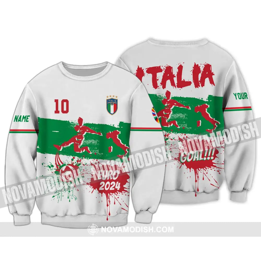 Unisex Shirt - Custom Name And Number Shirt Euro 2024 Italy National Team Goal! Long Sleeve / S T-shirt