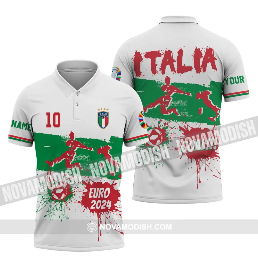 Unisex Shirt - Custom Name And Number Shirt Euro 2024 Italy National Team Goal! Polo Shirt / S T-shirt