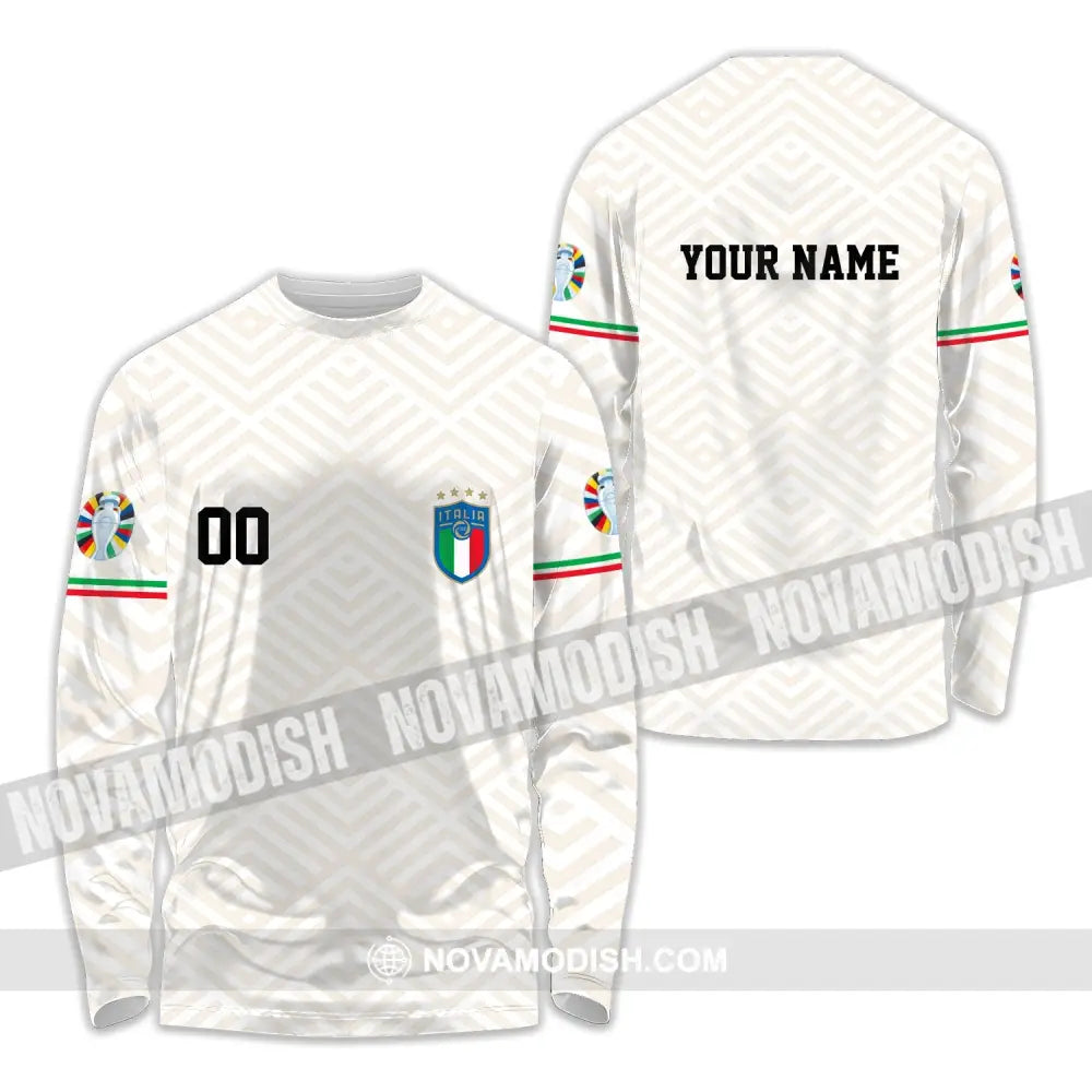 Unisex Shirt - Custom Name And Number Euro 2024 Shirt Italy National Team Long Sleeve Shirt / S T-shirt