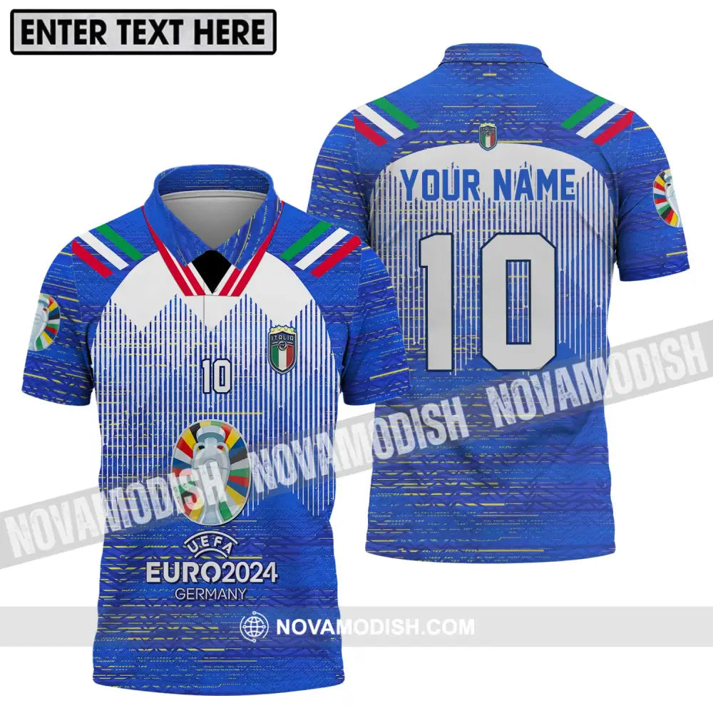 Unisex Shirt - Custom Name And Number Shirt Euro 2024 Italy National Team Polo Shirt / S T-shirt