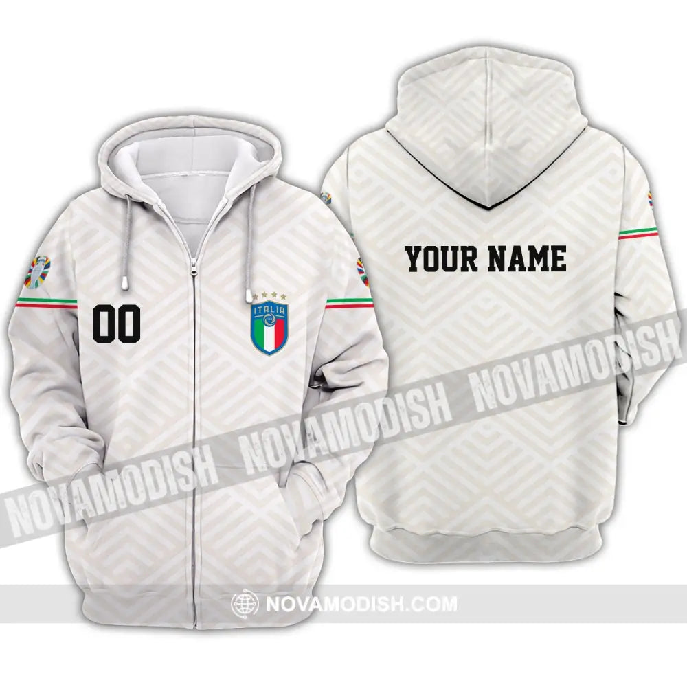 Unisex Shirt - Custom Name And Number Euro 2024 Shirt Italy National Team Zipper Hoodie / S T-shirt
