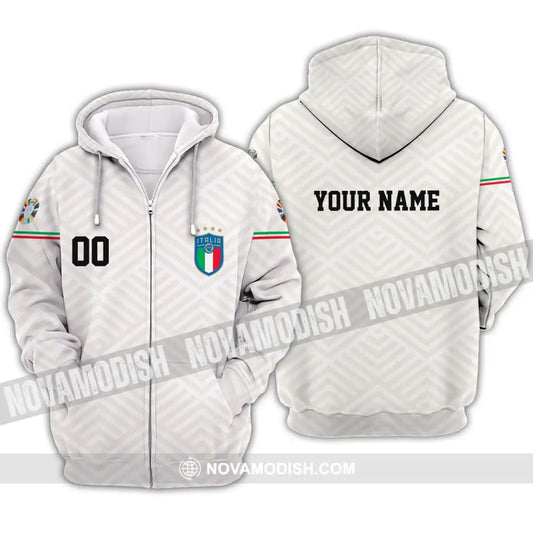 Unisex Shirt - Custom Name And Number Euro 2024 Shirt Italy National Team Zipper Hoodie / S T-shirt