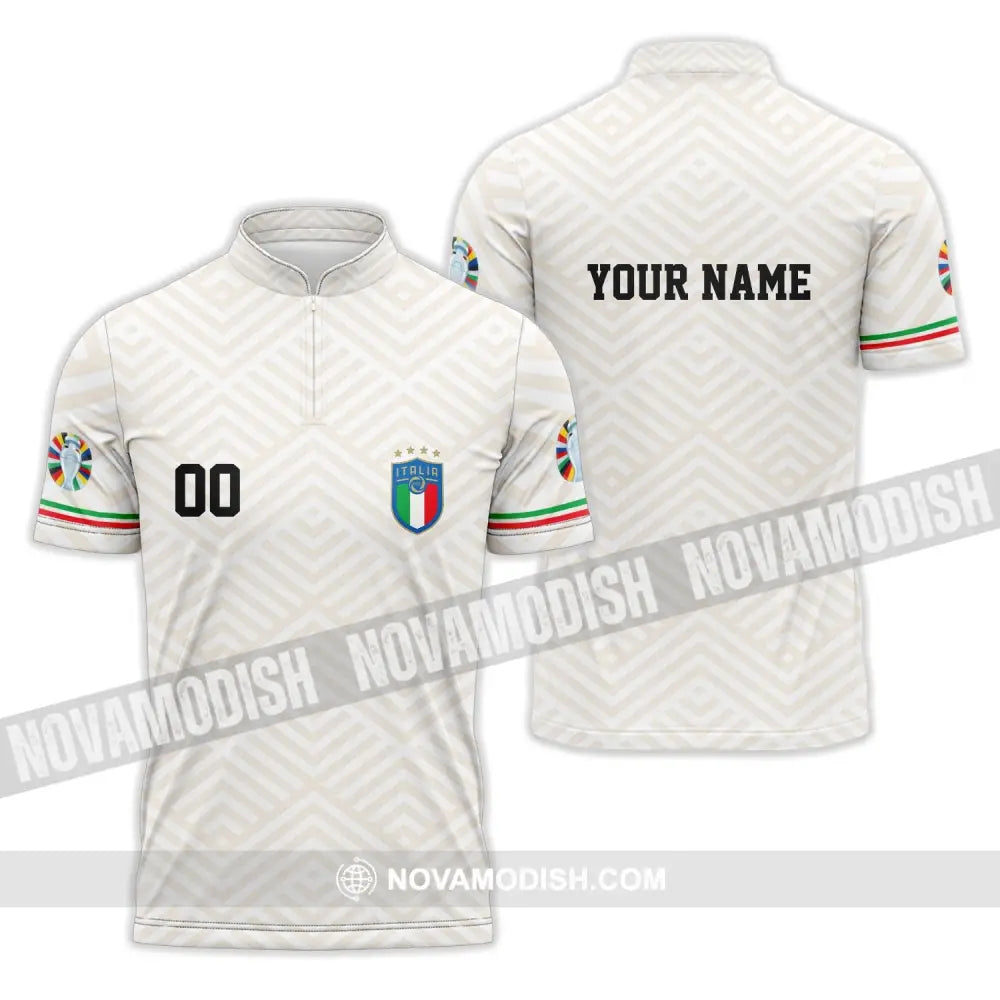 Unisex Shirt - Custom Name And Number Euro 2024 Shirt Italy National Team Zipper Polo Shirt / S T-shirt