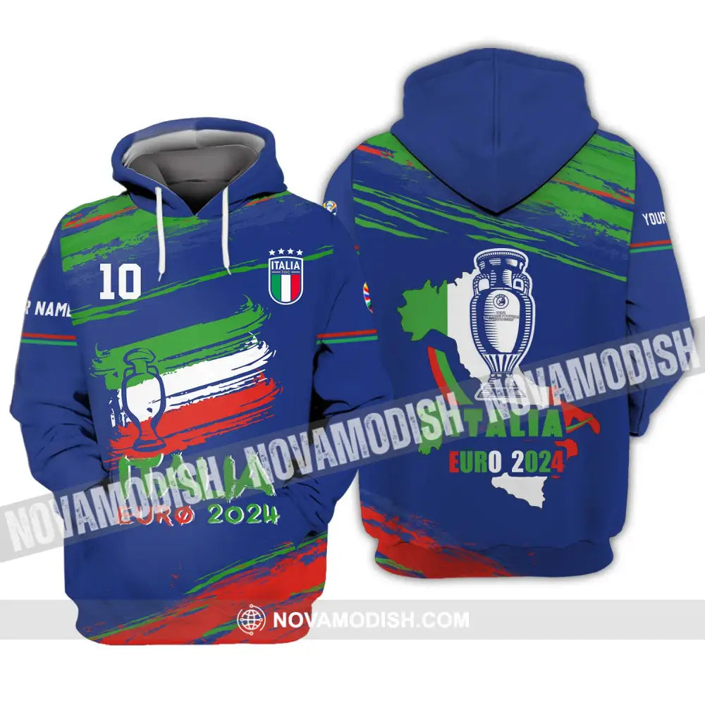 Unisex Shirt - Custom Name And Number Shirt Euro 2024 Shirt Italy Team Cup Hoodie / S T-shirt