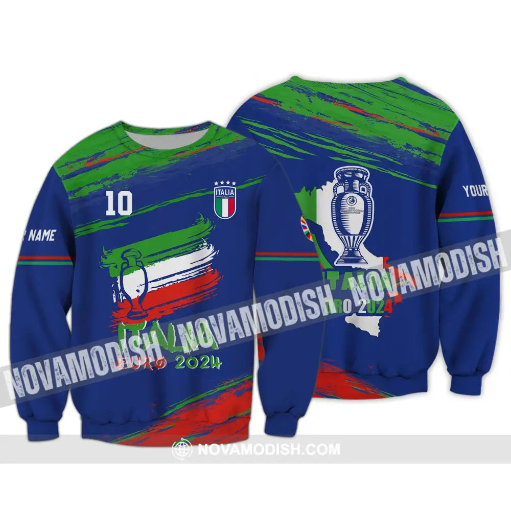 Unisex Shirt - Custom Name And Number Shirt Euro 2024 Shirt Italy Team Cup Long Sleeve / S T-shirt