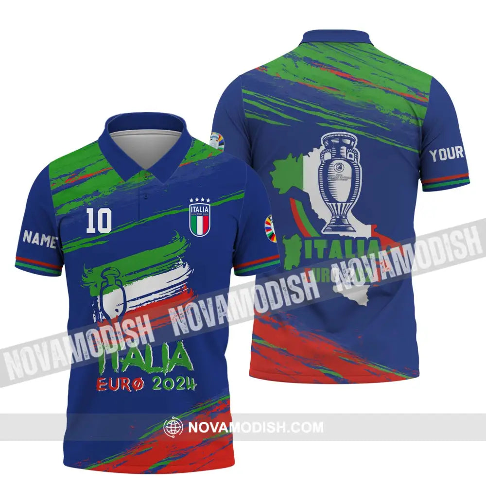 Unisex Shirt - Custom Name And Number Shirt Euro 2024 Shirt Italy Team Cup Polo Shirt / S T-shirt