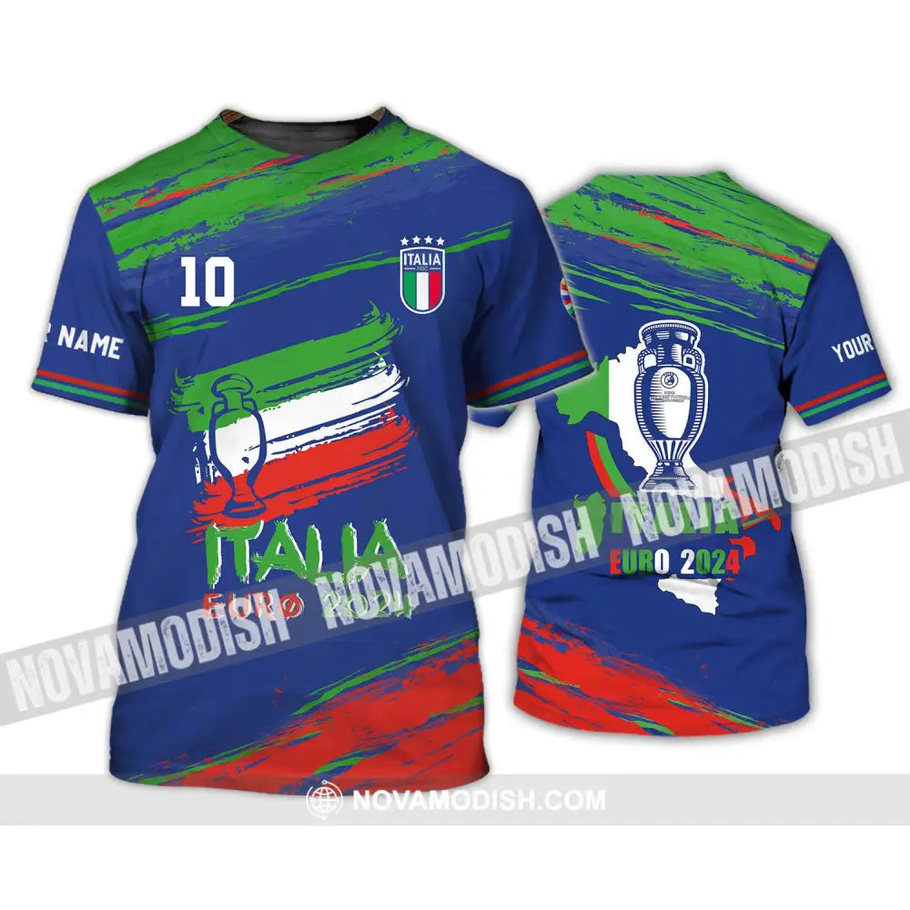 Unisex Shirt - Custom Name And Number Shirt Euro 2024 Shirt Italy Team Cup T-Shirt / S T-shirt