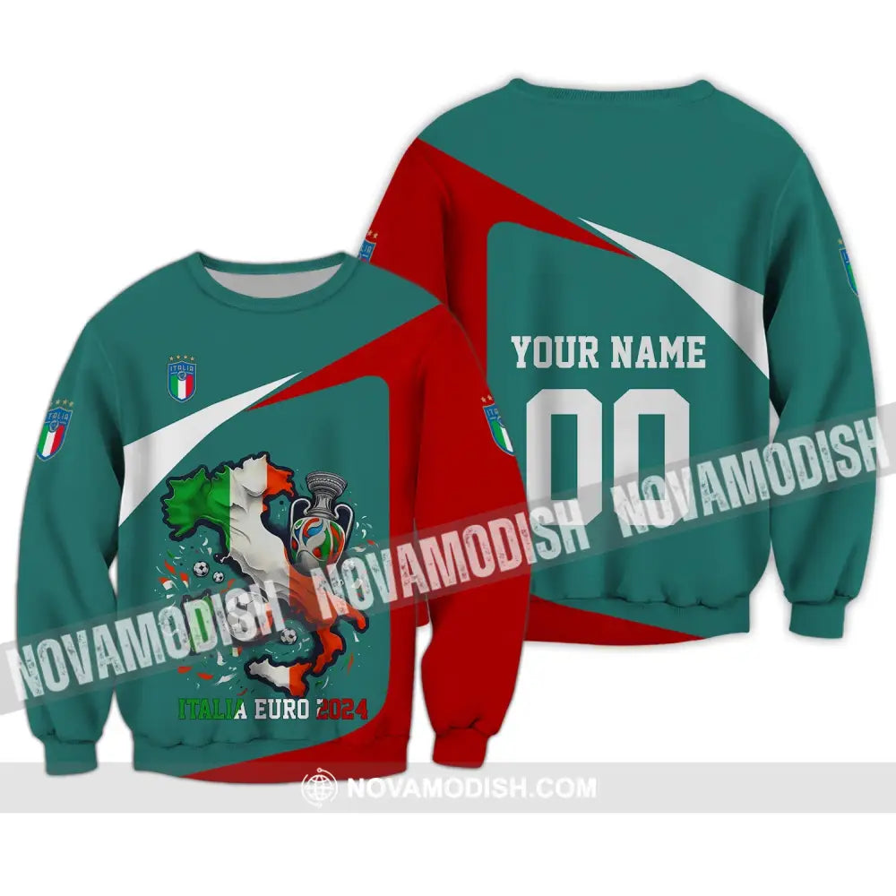 Unisex Shirt - Custom Name And Number Euro 2024 Italy Team Lover Shirt Long Sleeve / S T-shirt