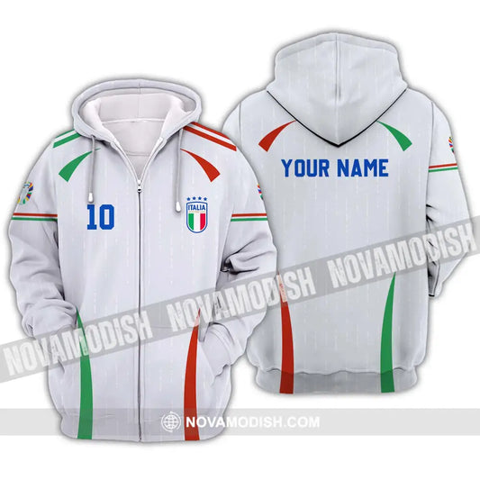 Unisex Shirt - Custom Name And Number Shirt Euro 2024 Shirt Italy Team Zipper Hoodie / S T-shirt