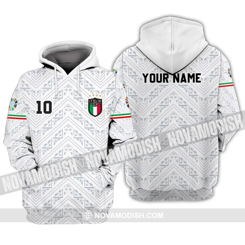 Unisex Shirt - Custom Name And Number Shirt Euro 2024 Italy White Line Shirt Hoodie / S T-shirt