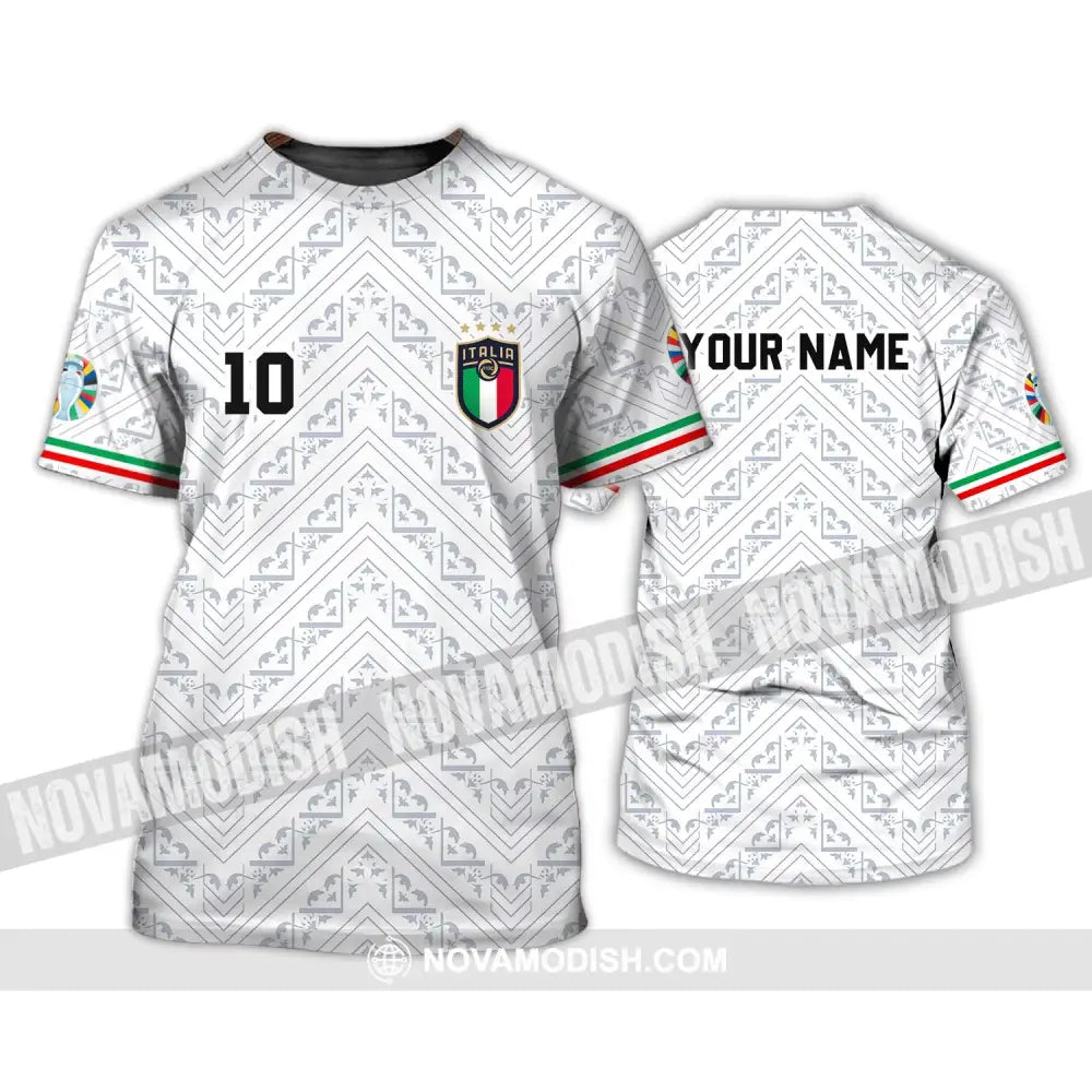 Unisex Shirt - Custom Name And Number Shirt Euro 2024 Italy White Line Shirt T-Shirt / S T-shirt