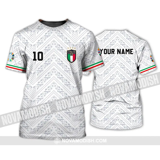 Unisex Shirt - Custom Name And Number Shirt Euro 2024 Italy White Line Shirt T-Shirt / S T-shirt