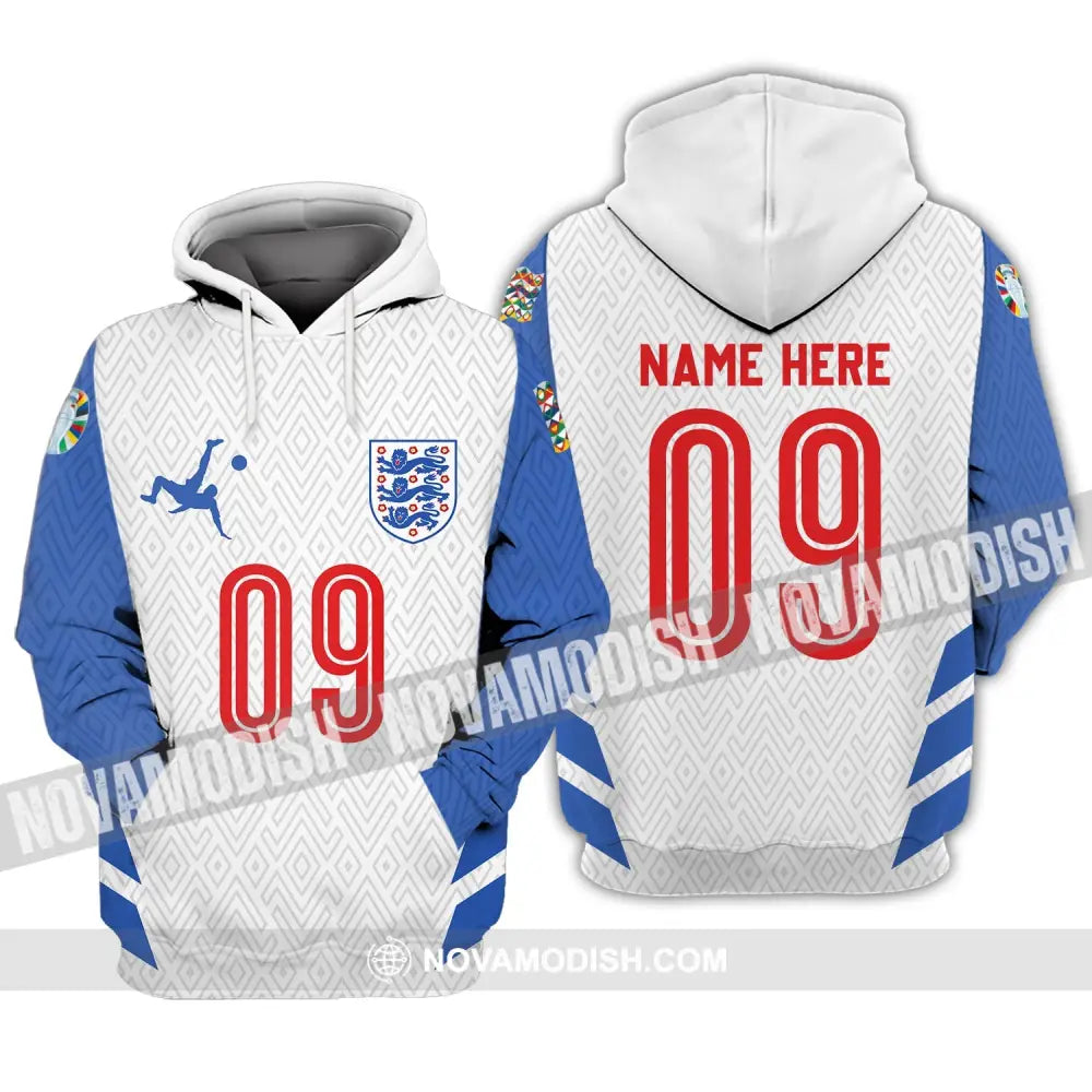 Unisex Shirt - Custom Name And Number Shirt Euro 2024 Logo England Team Hoodie / S T-shirt