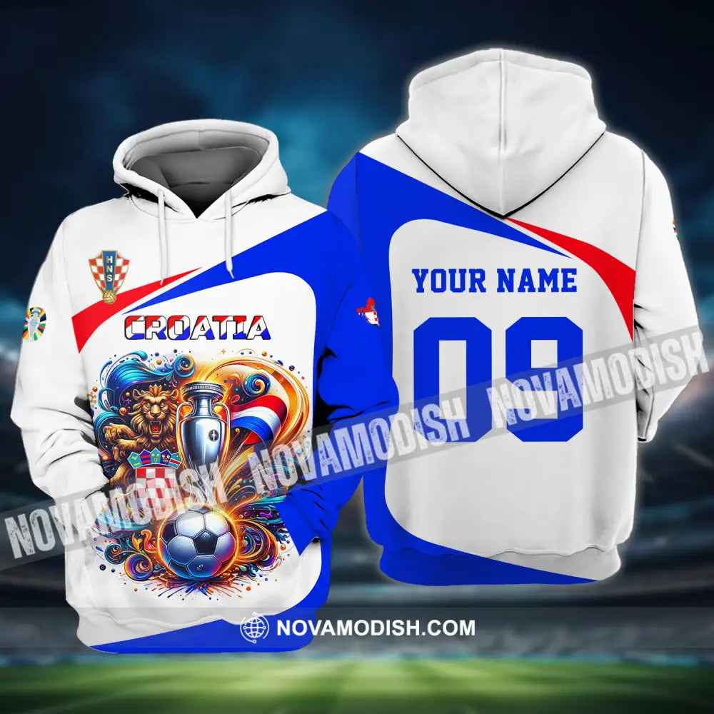 Unisex Shirt - Custom Name And Number Euro 2024 Shirt National Team Croatia Team Ball And Cup Hoodie / S T-shirt