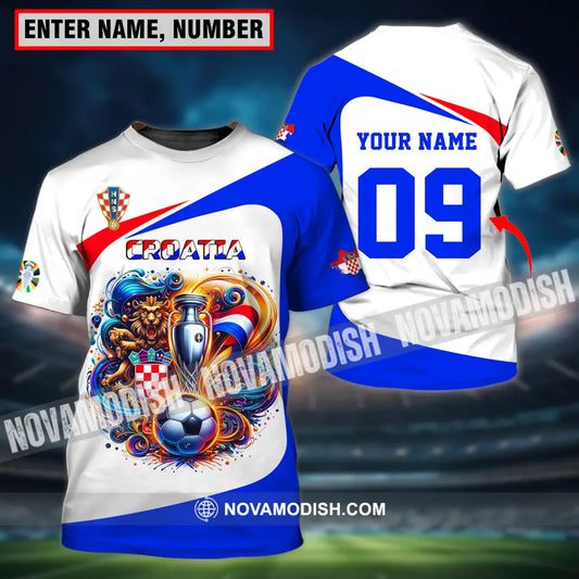 Unisex Shirt - Custom Name And Number Euro 2024 Shirt National Team Croatia Team Ball And Cup T-shirt