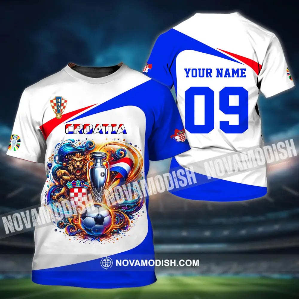 Unisex Shirt - Custom Name And Number Euro 2024 Shirt National Team Croatia Team Ball And Cup T-Shirt / S T-shirt