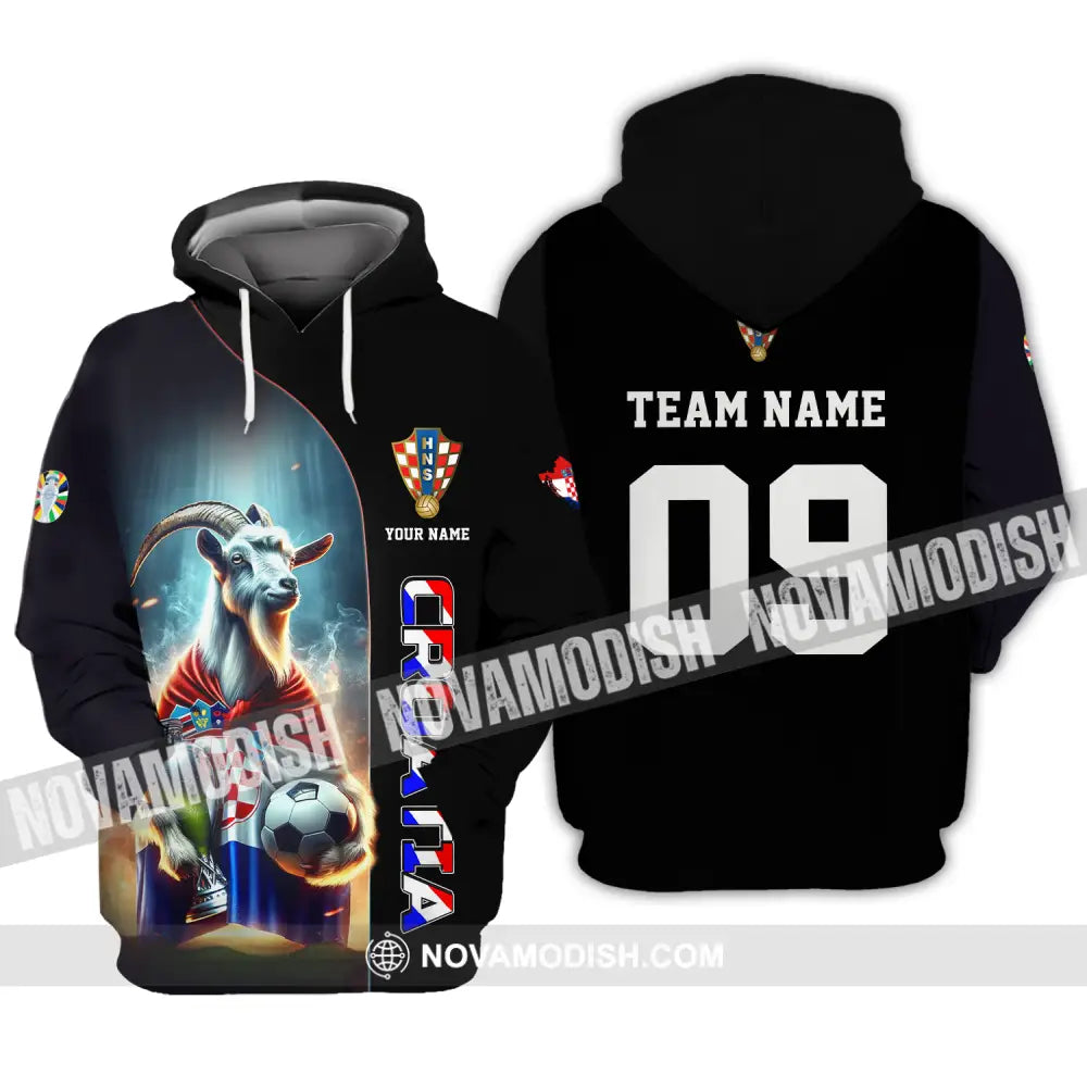 Unisex Shirt - Custom Name And Number Euro 2024 Shirt National Team Croatia Hoodie / S T-shirt