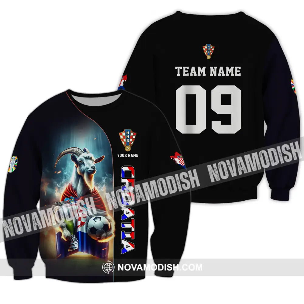 Unisex Shirt - Custom Name And Number Euro 2024 Shirt National Team Croatia Long Sleeve / S T-shirt