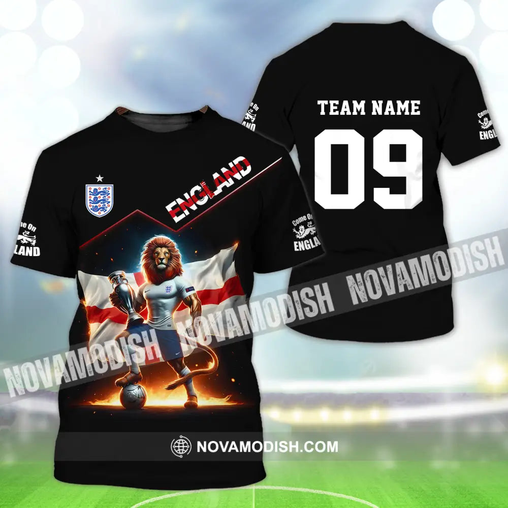 Unisex Shirt - Custom Name And Number Shirt Euro 2024 National Team England Lion Flag T-Shirt / S T-shirt