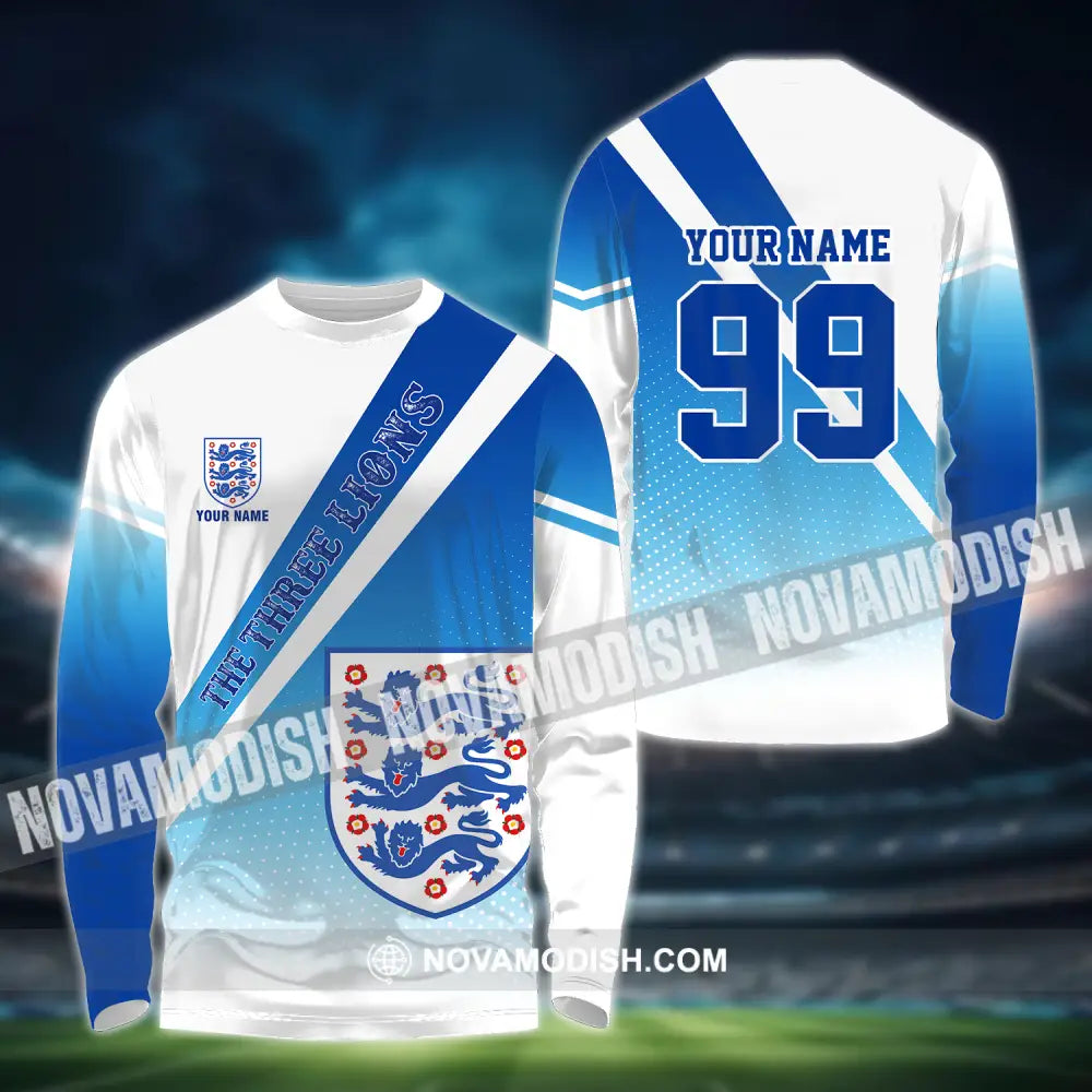 Unisex Shirt - Custom Name And Number Shirt Euro 2024 National Team England Team Long Sleeve Shirt / S T-shirt