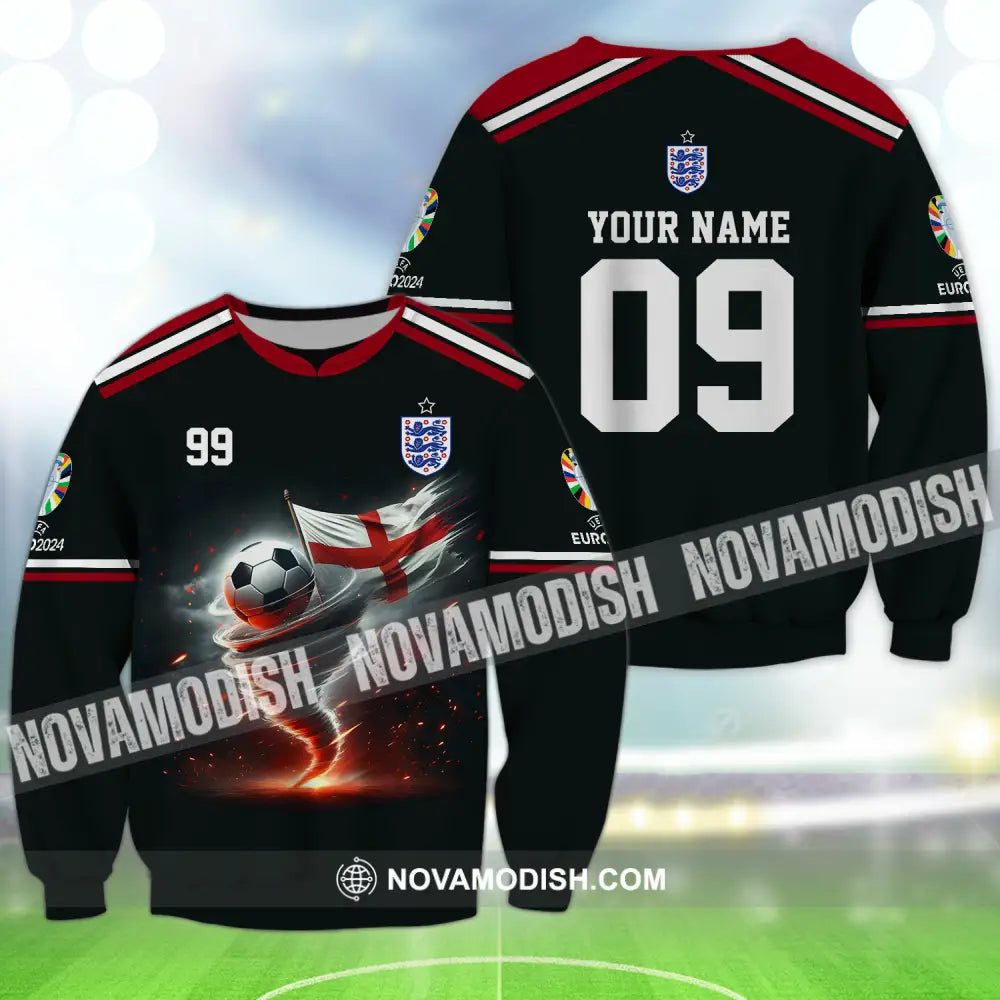 Unisex Shirt - Custom Name And Number Shirt Euro 2024 National Team England Long Sleeve / S T-shirt
