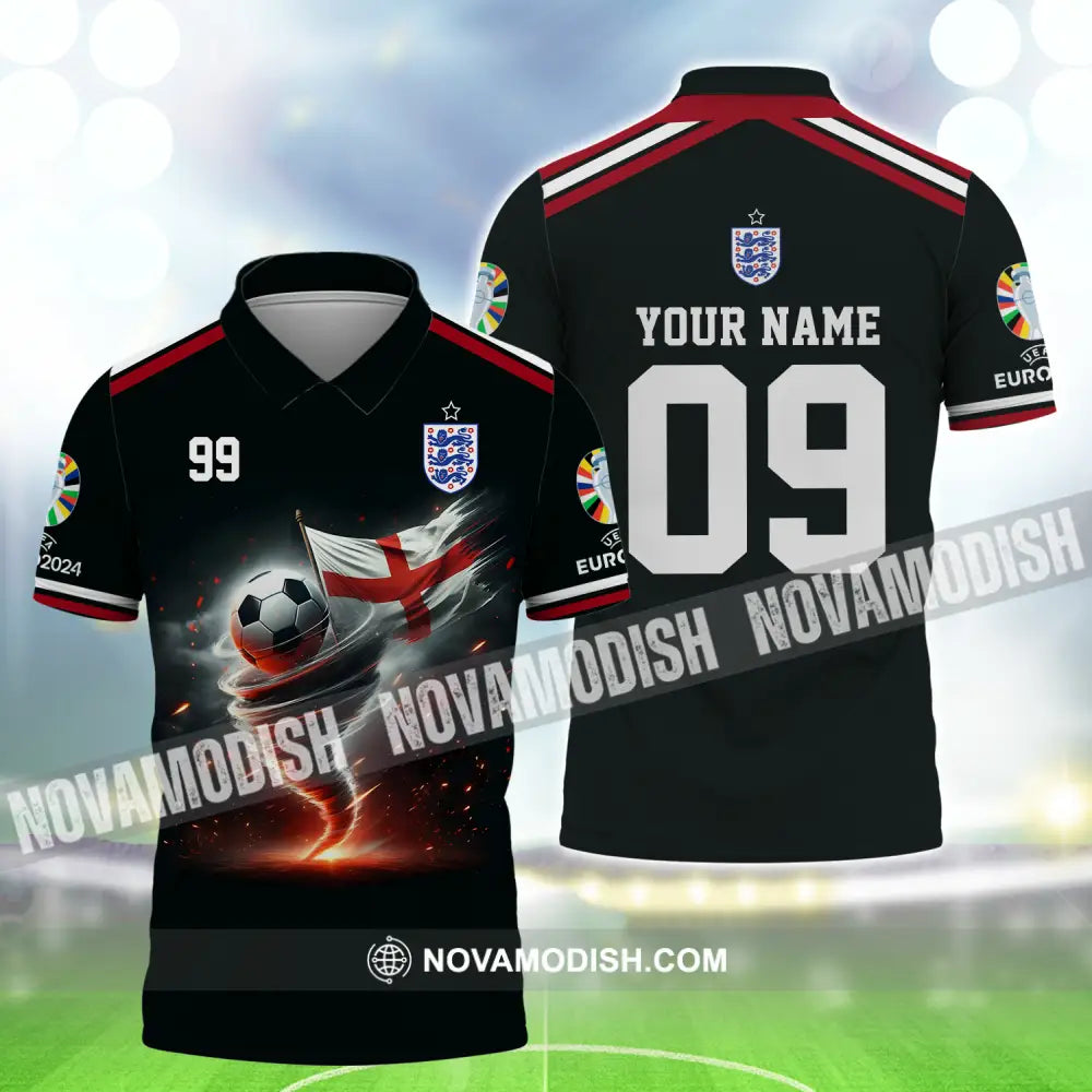Unisex Shirt - Custom Name And Number Shirt Euro 2024 National Team England Polo Shirt / S T-shirt