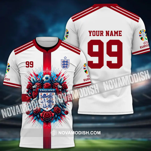 Unisex Shirt - Custom Name And Number Shirt Euro 2024 National Team England Team White Red T-Shirt / S T-shirt
