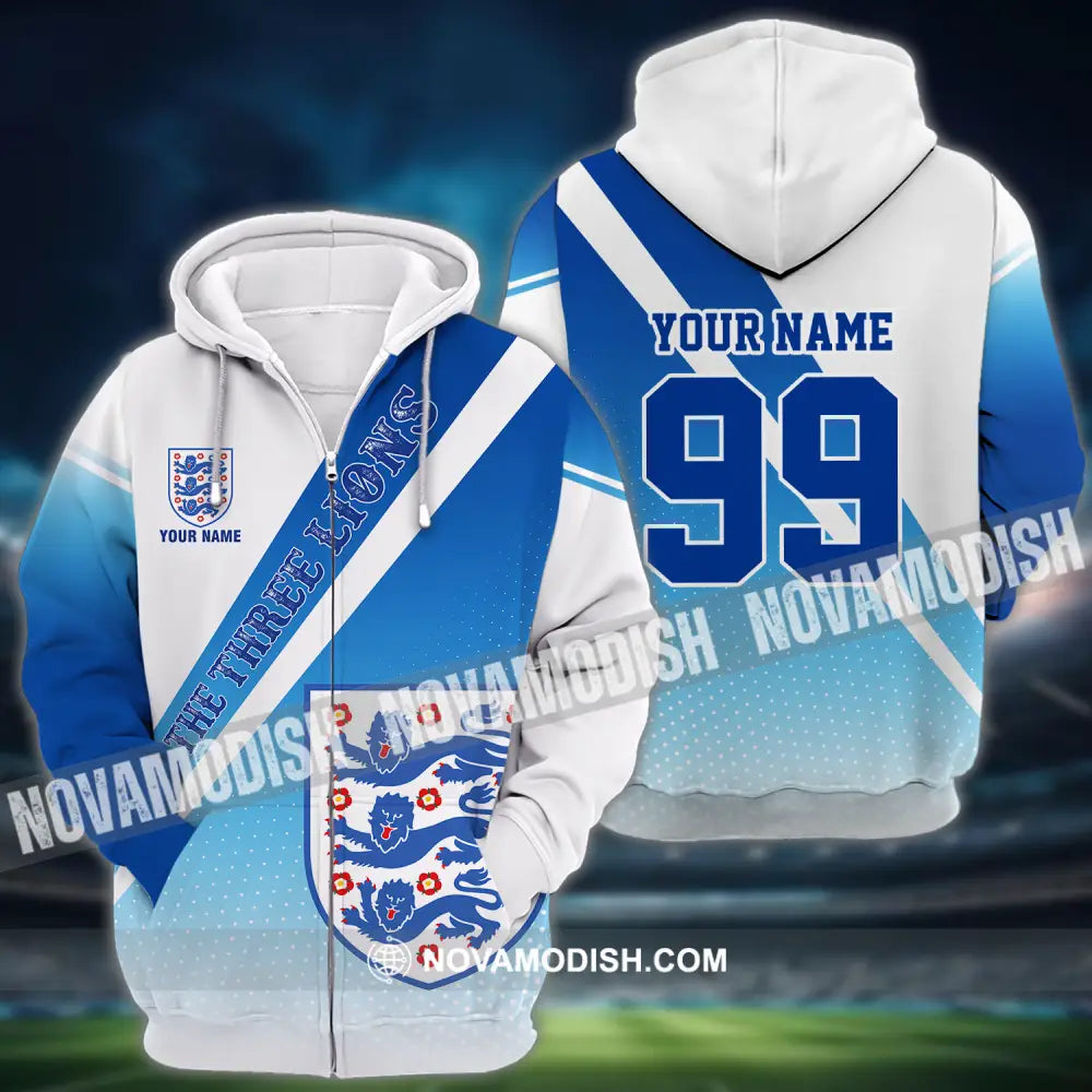 Unisex Shirt - Custom Name And Number Shirt Euro 2024 National Team England Team Zipper Hoodie / S T-shirt