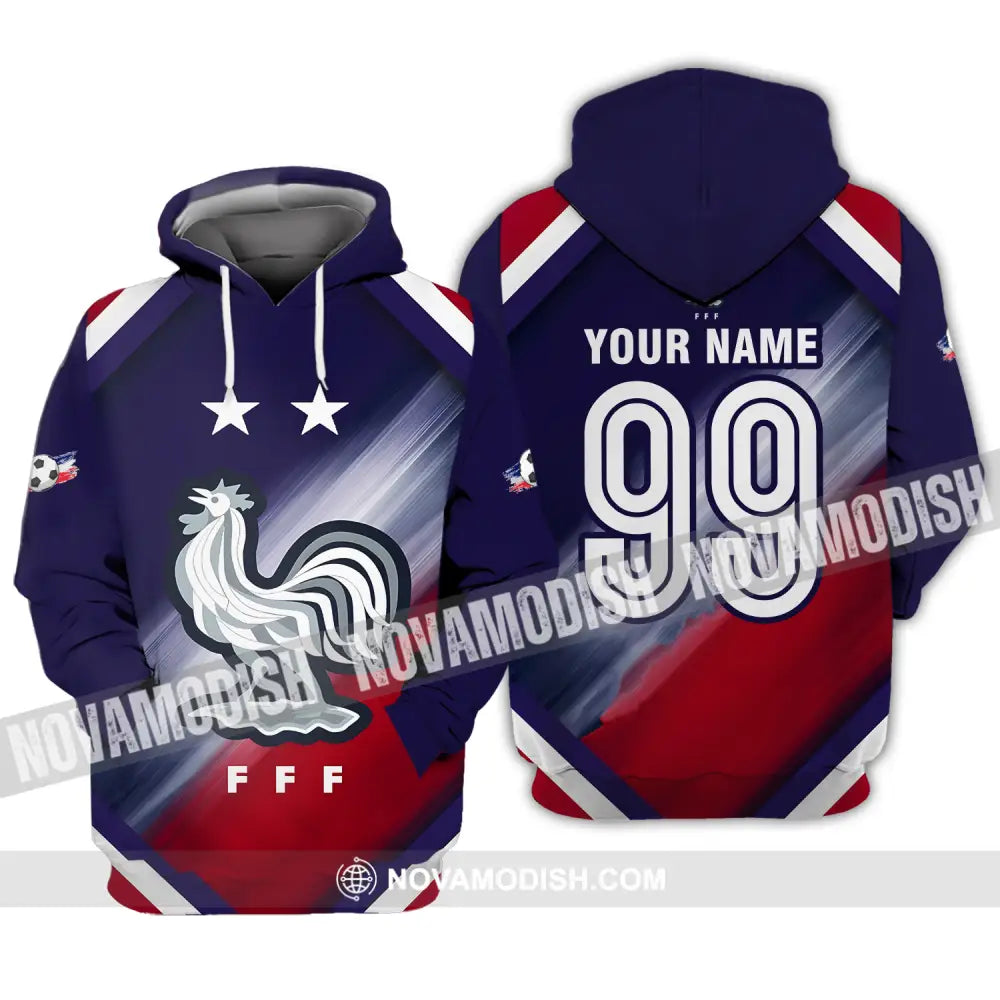 Unisex Shirt - Custom Name And Number Shirt Euro 2024 National Team France FFF Hoodie / S T-shirt