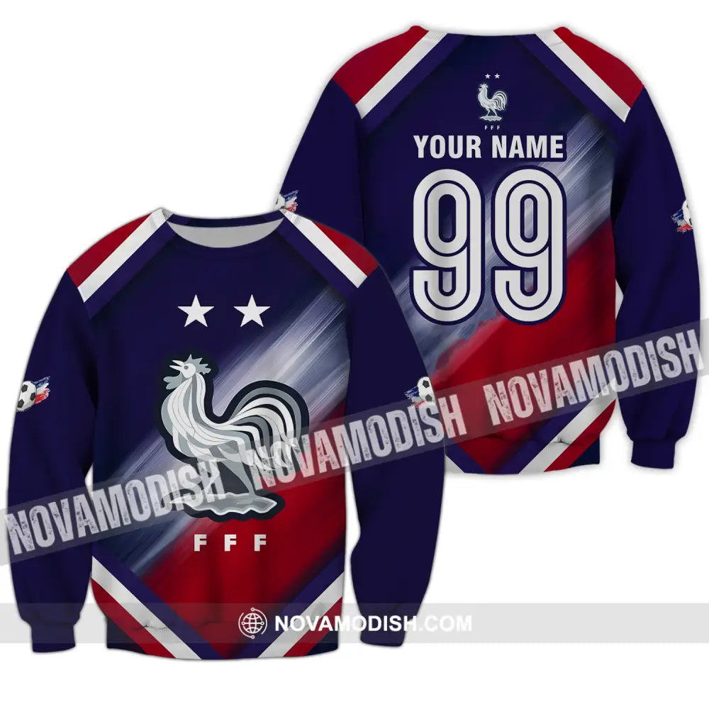 Unisex Shirt - Custom Name And Number Shirt Euro 2024 National Team France FFF Long Sleeve / S T-shirt