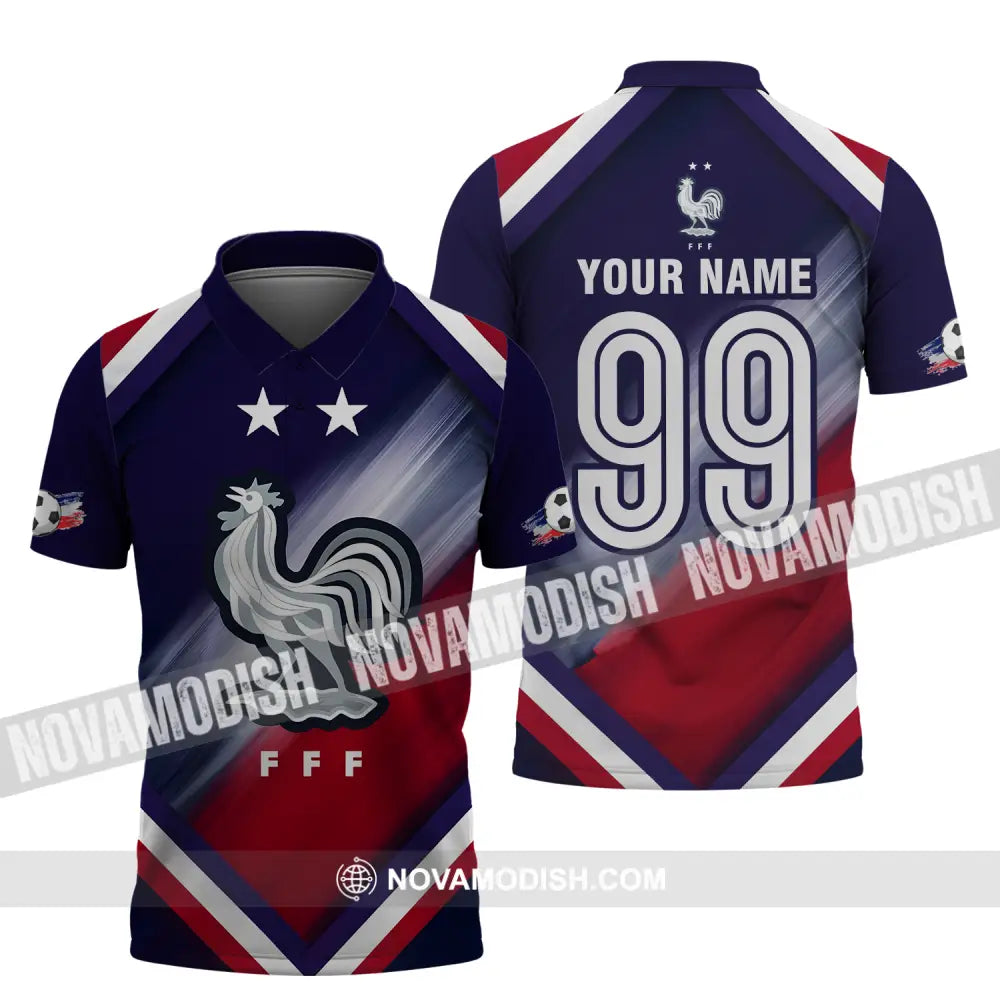 Unisex Shirt - Custom Name And Number Shirt Euro 2024 National Team France FFF Polo Shirt / S T-shirt