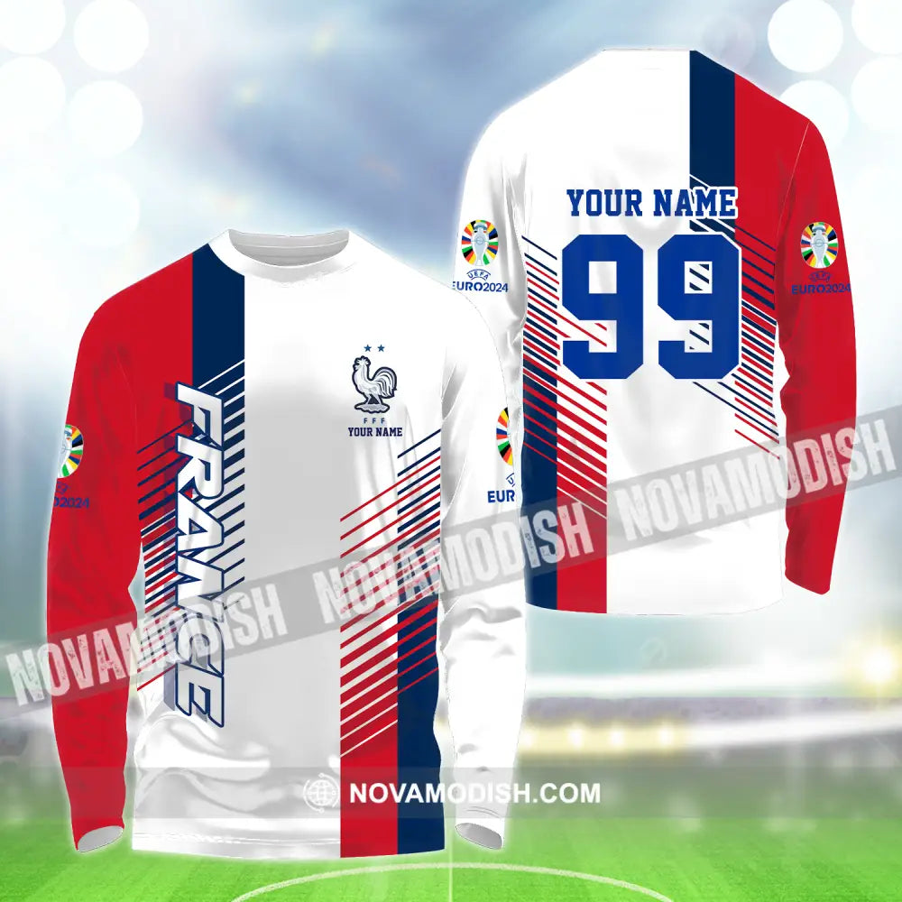 Unisex Shirt - Custom Name And Number Shirt Euro 2024 National Team France Team Long Sleeve Shirt / S T-shirt