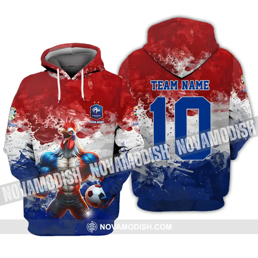 Unisex Shirt - Custom Name And Number Shirt Euro 2024 National Team France Team Muscular Chicken Hoodie / S T-shirt