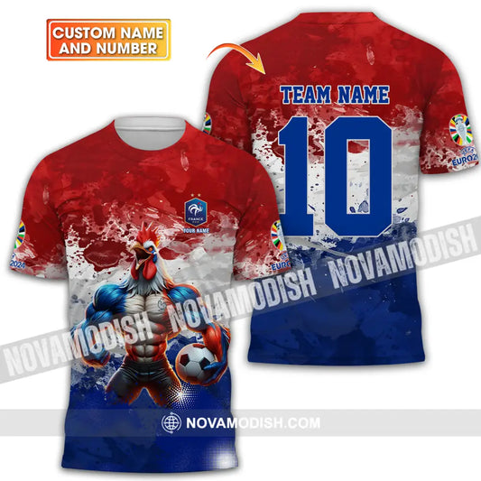 Unisex Shirt - Custom Name And Number Shirt Euro 2024 National Team France Team Muscular Chicken T-shirt