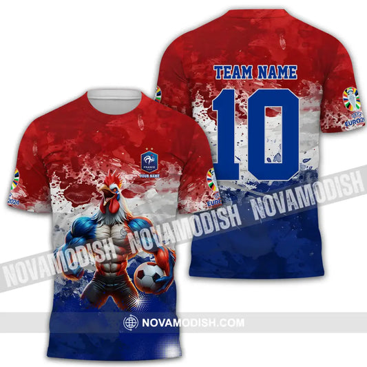 Unisex Shirt - Custom Name And Number Shirt Euro 2024 National Team France Team Muscular Chicken T-Shirt / S T-shirt
