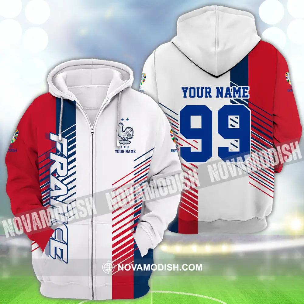 Unisex Shirt - Custom Name And Number Shirt Euro 2024 National Team France Team Zipper Hoodie / S T-shirt
