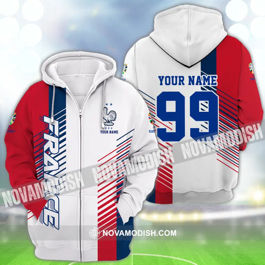 Unisex Shirt - Custom Name And Number Shirt Euro 2024 National Team France Team Zipper Hoodie / S T-shirt
