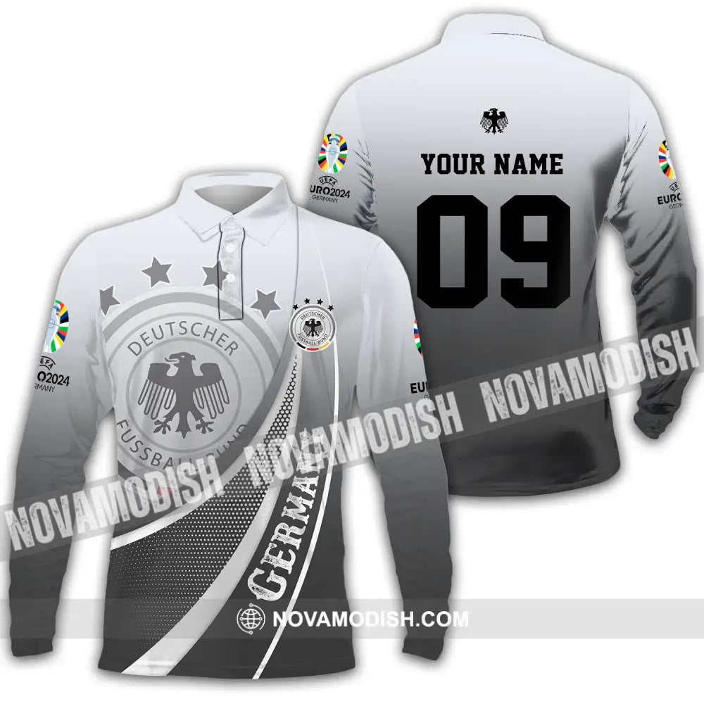 Unisex Shirt - Custom Name And Number Shirt Euro 2024 National Team Germany Deutsche Long Sleeve Polo / S T-shirt