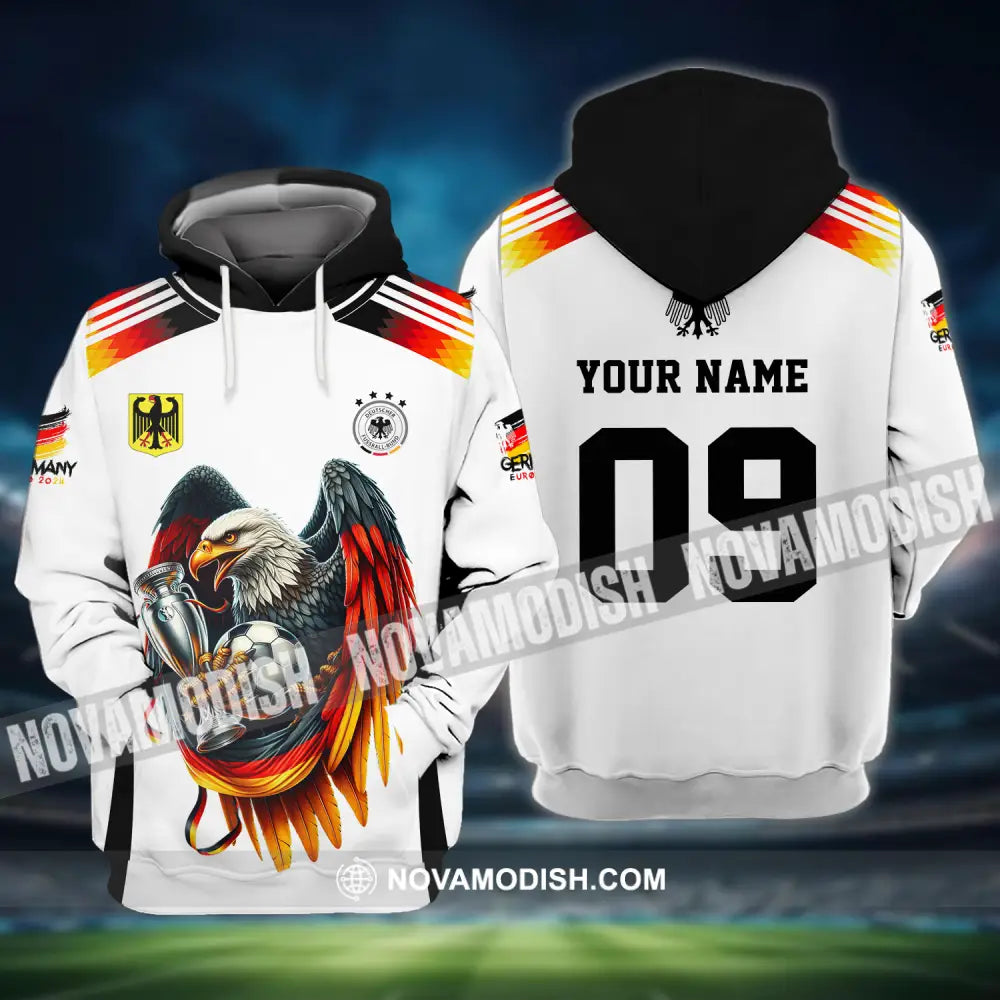 Unisex Shirt - Custom Name And Number Euro 2024 Shirt National Team Germany Eagle Hugs The Ball Hoodie / S T-shirt
