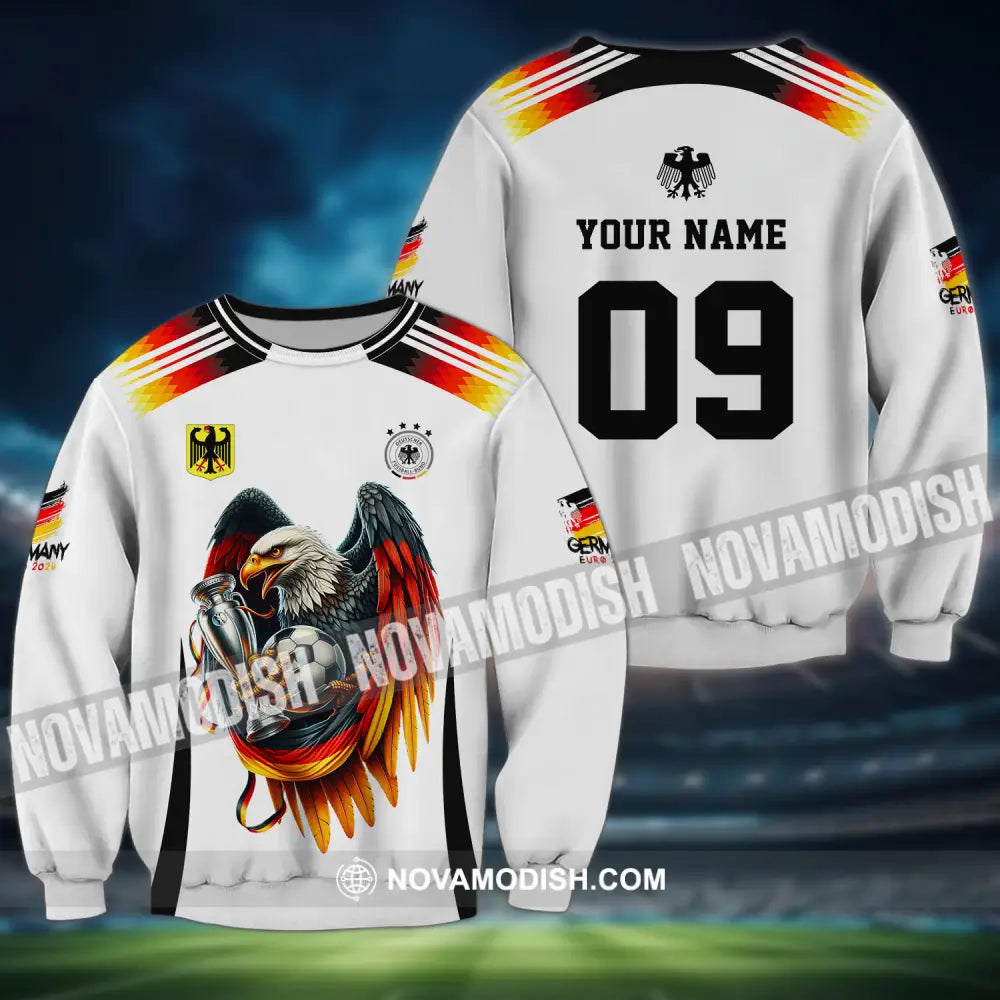 Unisex Shirt - Custom Name And Number Euro 2024 Shirt National Team Germany Eagle Hugs The Ball Long Sleeve / S T-shirt