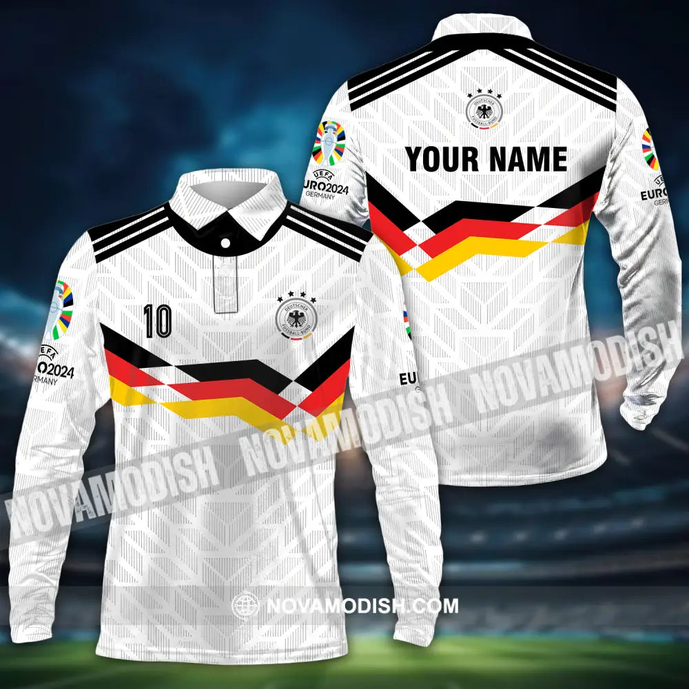 Unisex Shirt - Custom Name And Number Shirt Euro 2024 National Team Germany Long Sleeve Polo / S T-shirt