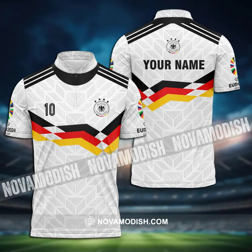 Unisex Shirt - Custom Name And Number Shirt Euro 2024 National Team Germany Zipper Polo Shirt / S T-shirt
