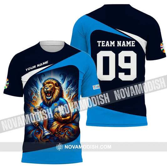 Unisex Shirt - Custom Name And Number Euro 2024 Shirt National Team Lion Holding Cup And Ball Scotland T-Shirt / S
