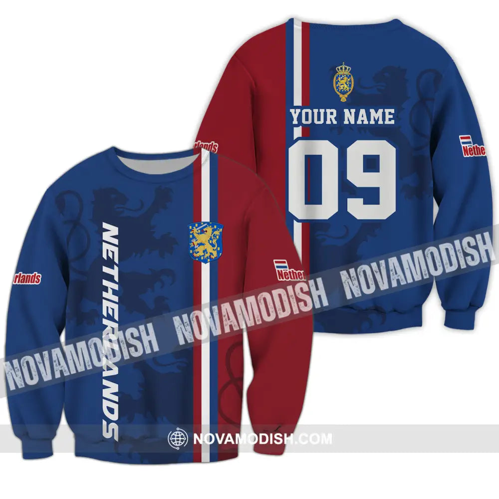 Unisex Shirt - Custom Name And Number Euro 2024 Shirt National Team Netherlands Flag Color Long Sleeve / S T-shirt